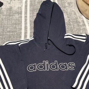 Adidas Dark Blue Hoodie with White Accents